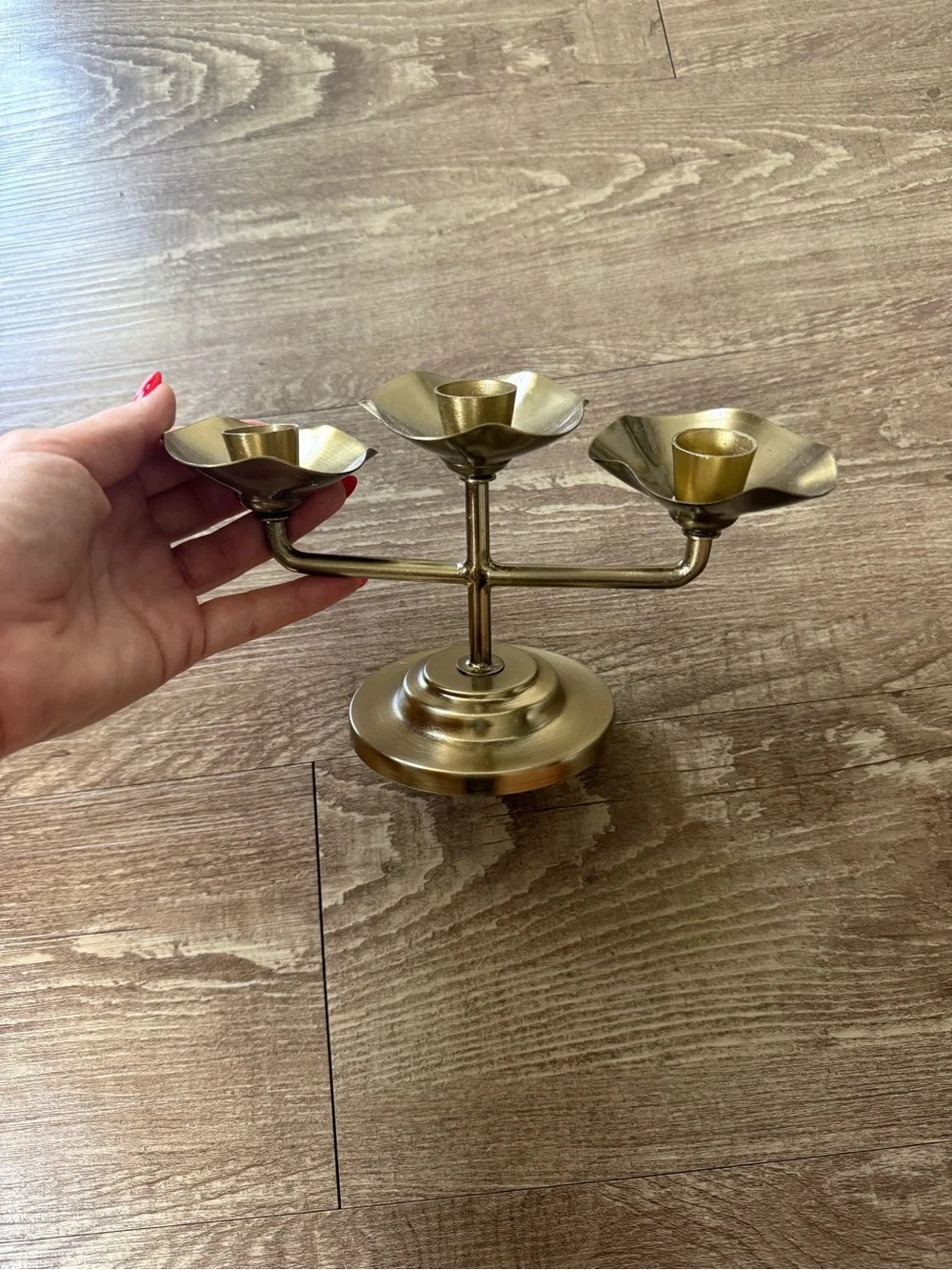 Hearth & Hand Gold Three-Arm Flower Candle Holder